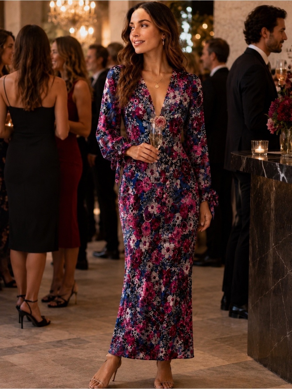 Zara Floral Bias Cut Maxi Dress Whimsigoth Romantic Dark Academia M